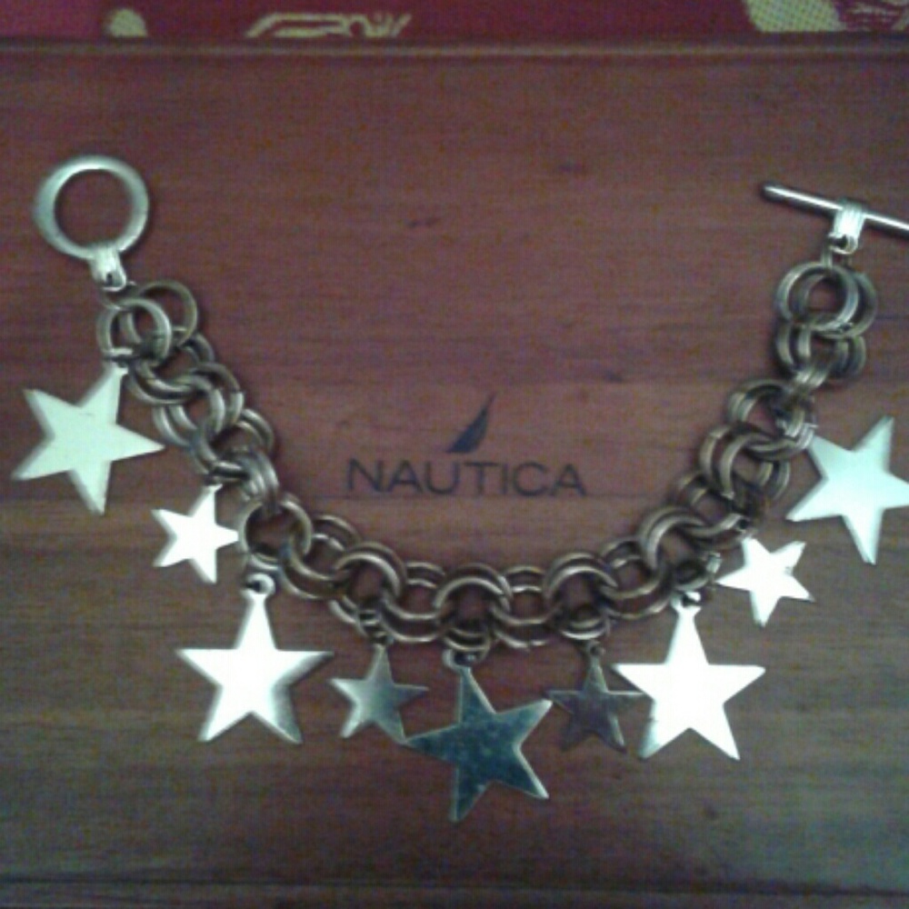 Vintage Star charm bracelet silver tone